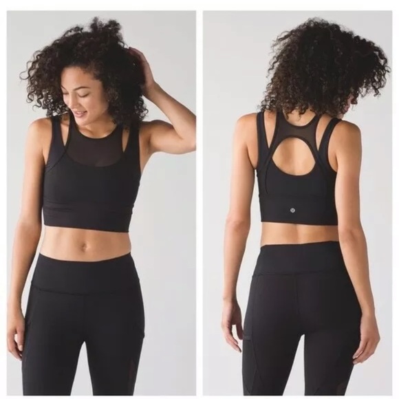 lululemon athletica Tops - Lululemon Black Mesh Double Tap Sports Bra 4 EUC